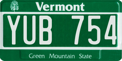 VT license plate YUB754