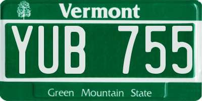 VT license plate YUB755
