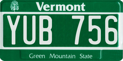 VT license plate YUB756