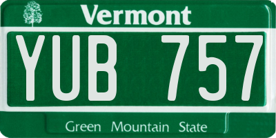 VT license plate YUB757