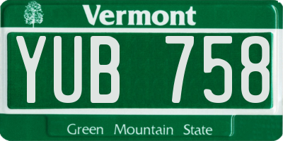VT license plate YUB758