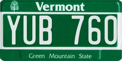 VT license plate YUB760