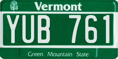 VT license plate YUB761