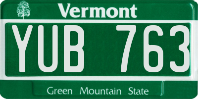 VT license plate YUB763