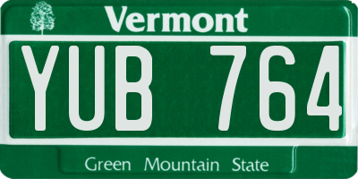 VT license plate YUB764