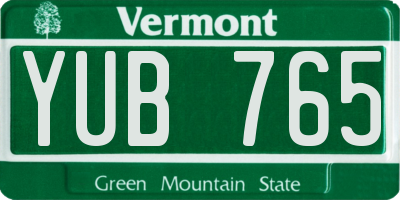 VT license plate YUB765