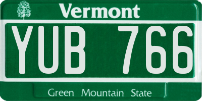 VT license plate YUB766