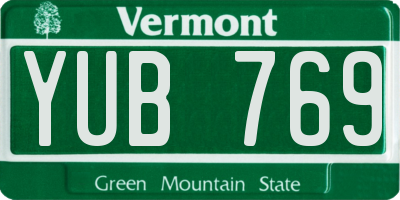 VT license plate YUB769