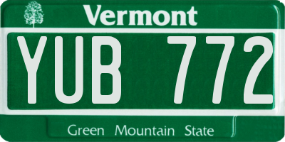 VT license plate YUB772