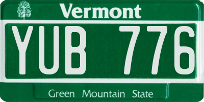 VT license plate YUB776