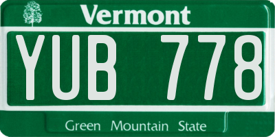 VT license plate YUB778