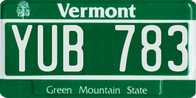 VT license plate YUB783
