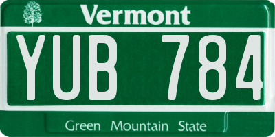 VT license plate YUB784