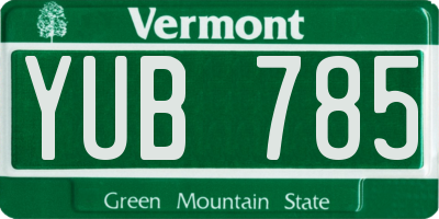 VT license plate YUB785