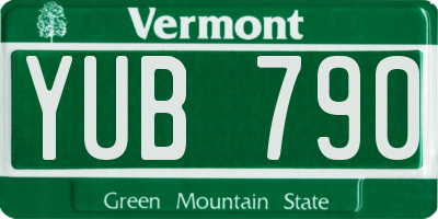 VT license plate YUB790