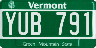 VT license plate YUB791