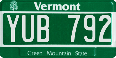 VT license plate YUB792