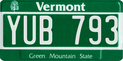 VT license plate YUB793