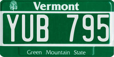 VT license plate YUB795