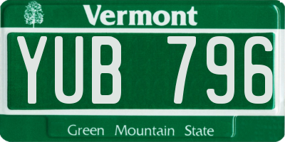 VT license plate YUB796