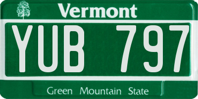 VT license plate YUB797