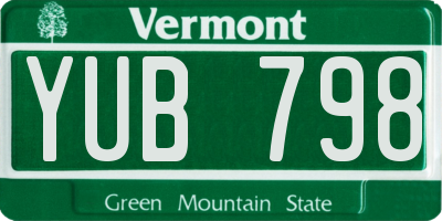 VT license plate YUB798