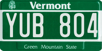 VT license plate YUB804