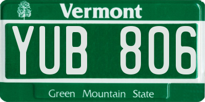 VT license plate YUB806