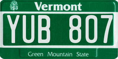 VT license plate YUB807