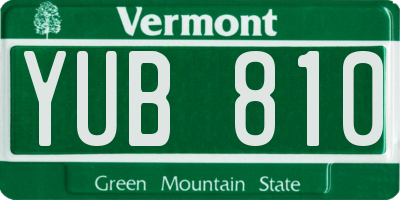 VT license plate YUB810