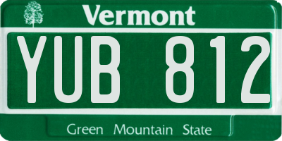 VT license plate YUB812