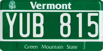 VT license plate YUB815