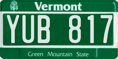 VT license plate YUB817
