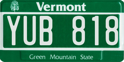 VT license plate YUB818