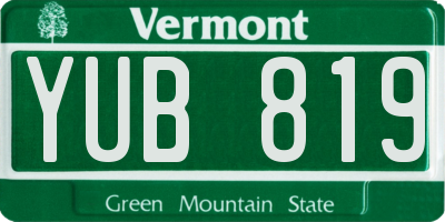 VT license plate YUB819