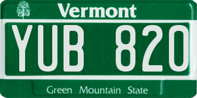 VT license plate YUB820