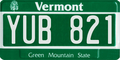 VT license plate YUB821