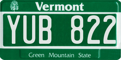 VT license plate YUB822