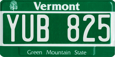 VT license plate YUB825