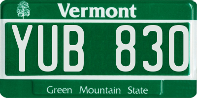 VT license plate YUB830