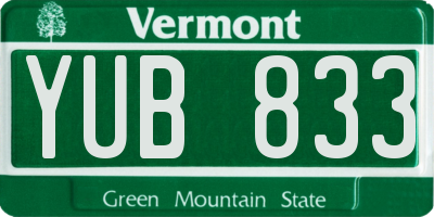 VT license plate YUB833
