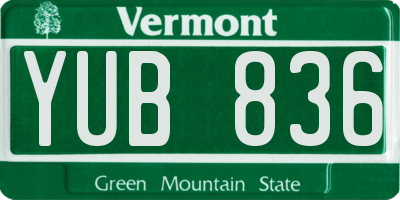 VT license plate YUB836