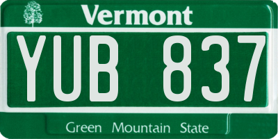 VT license plate YUB837