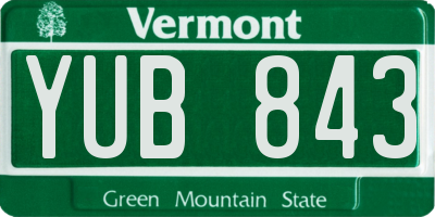 VT license plate YUB843