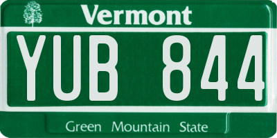 VT license plate YUB844