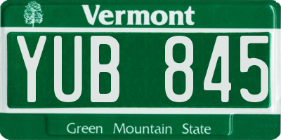 VT license plate YUB845