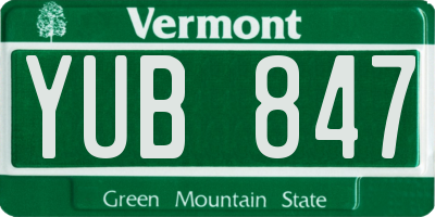 VT license plate YUB847