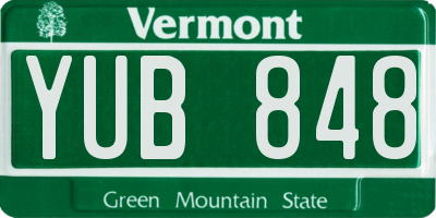 VT license plate YUB848