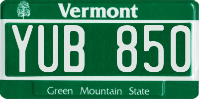 VT license plate YUB850
