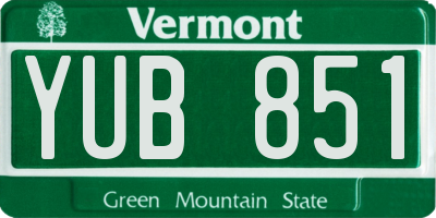 VT license plate YUB851